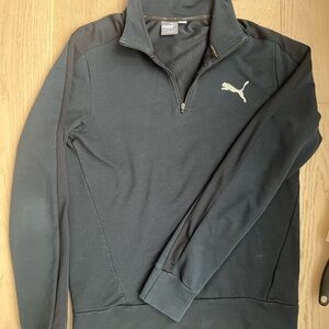 Puma Men's Black Half-Zip Athletic Pullover with White Puma Logo